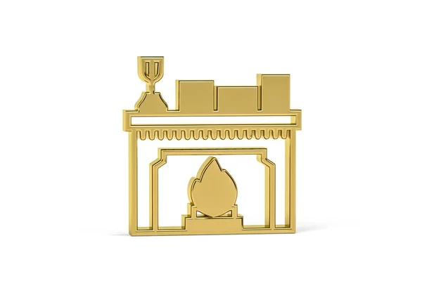 Golden Vardagsrum Ikon Isolerad Vit Bakgrund Render — Stockfoto