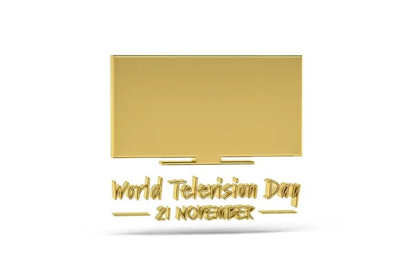 Golden Παγκόσμια Ημέρα Τηλεόρασης Εικονίδιο Απομονώνονται Λευκό Φόντο Καθιστούν — Φωτογραφία Αρχείου