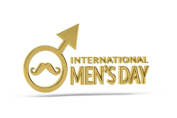 Golden International Men Day Icon Isolated White Background Render — Stock Photo, Image
