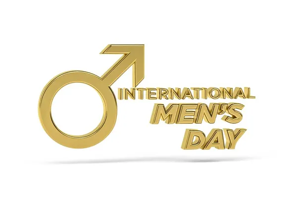Ícone Dourado Dia Internacional Dos Homens Isolado Fundo Branco Renderização — Fotografia de Stock