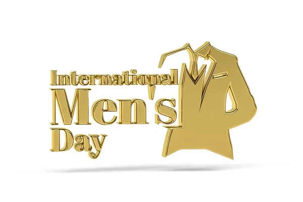 Golden International Men Day Icoon Geïsoleerd Witte Achtergrond Render — Stockfoto