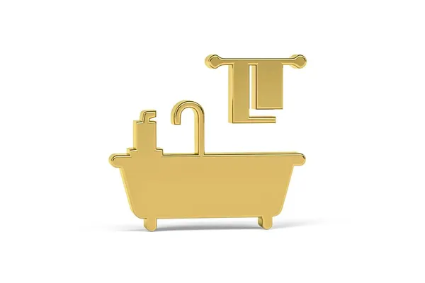 Golden Bathroom Icon Isolated White Background Render — Stock Photo, Image