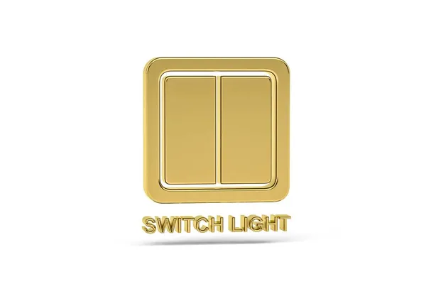 白い背景に隔離された黄金の3Dスイッチライトアイコン 3Dレンダリング — ストック写真