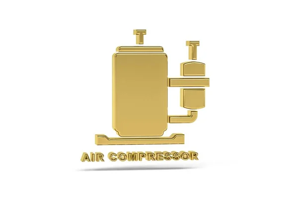 Golden Vzduchový Kompresor Ikona Izolované Bílém Pozadí Vykreslení — Stock fotografie