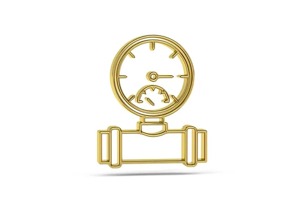 Golden Manometer Icoon Geïsoleerd Witte Achtergrond Render — Stockfoto