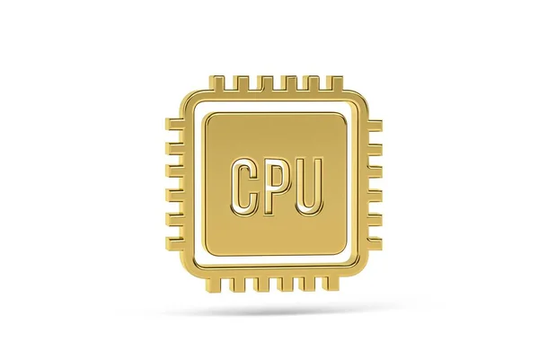 Icono Dorado Cpu Aislado Sobre Fondo Blanco Render — Foto de Stock