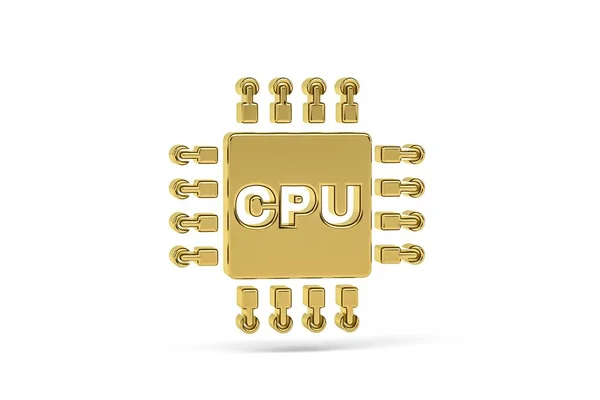 Goldenes Cpu Symbol Isoliert Auf Weißem Hintergrund Renderer — Stockfoto