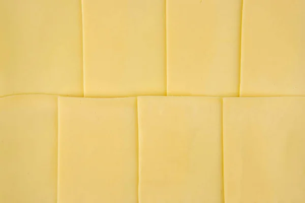 Struktura Sýra Pohled Shora Detailní Záběr Plátky Žlutého Sýra — Stock fotografie