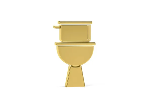 Ícone Banheiro Dourado Isolado Fundo Branco Renderização — Fotografia de Stock