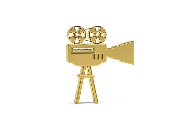 Golden Videokamera Ikon Isolerad Vit Bakgrund Render — Stockfoto
