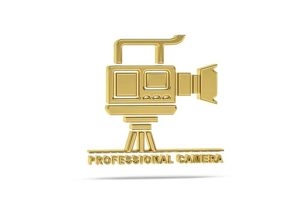 Golden Videokamera Ikon Isolerad Vit Bakgrund Render — Stockfoto