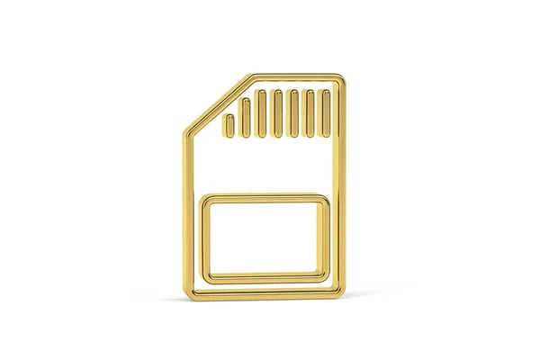 Golden Minneskort Ikon Isolerad Vit Bakgrund Render — Stockfoto