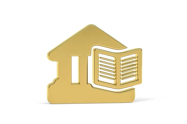 Golden Library Icon Isolated White Background Render — Stock Photo, Image