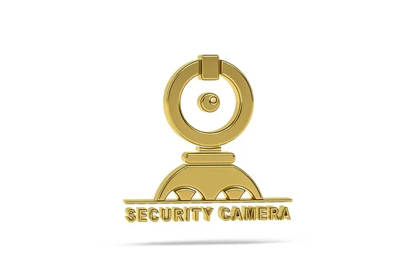 Golden Security Camera Icon Isolated White Background Render — Stock Photo, Image