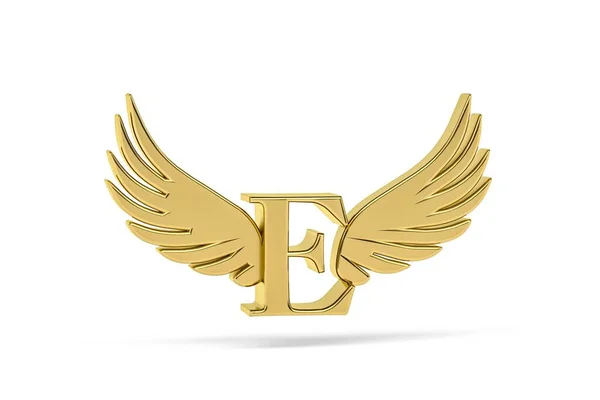 Gouden Letter Driedimensionale Letter Met Engelenvleugels Witte Achtergrond Render — Stockfoto