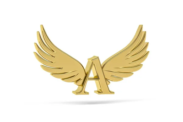 Золота Літера Тривимірна Літера Ангельськими Крилами Білому Тлі Візуалізація — стокове фото