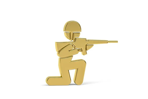 Golden Soldier Icon Isolated White Background Render — Stock Photo, Image