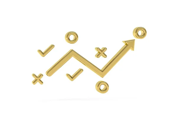 Golden Affärsstrategi Ikon Isolerad Vit Bakgrund Render — Stockfoto
