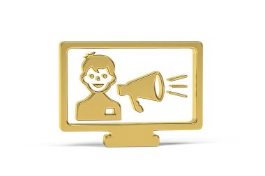 Beyaz arkaplanda izole edilmiş Altın 3d etki simgesi - 3d oluşturma