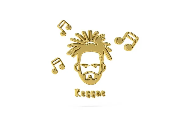 Golden Reggae Music Icon Isolated White Background Render — 스톡 사진