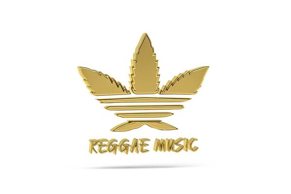 Golden 3d reggae music icon isolated on white background - 3d render