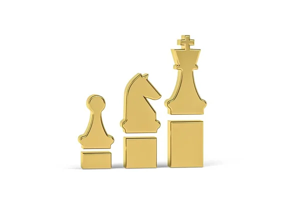 Goldenes Schachsymbol Isoliert Auf Weißem Hintergrund Renderer — Stockfoto