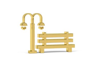 Beyaz arkaplanda izole edilmiş altın 3d bank simgesi - 3B oluşturma