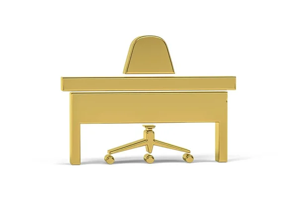 Золота Іконка Офісного Столу Ізольована Білому Тлі Рендеринга — стокове фото