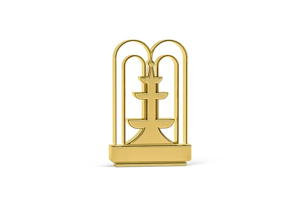 Golden Fontän Ikon Isolerad Vit Bakgrund Render — Stockfoto