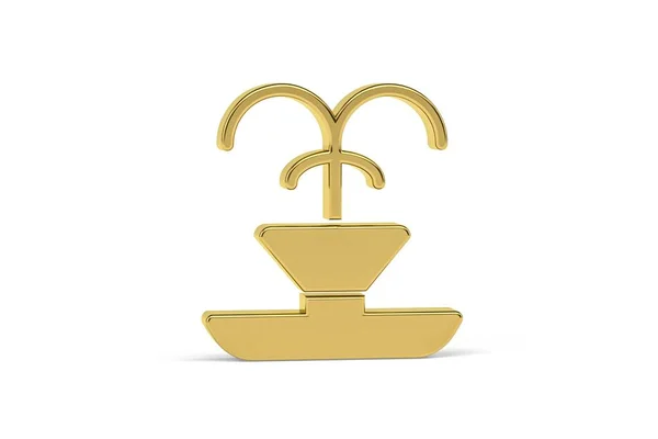 Golden Fontän Ikon Isolerad Vit Bakgrund Render — Stockfoto