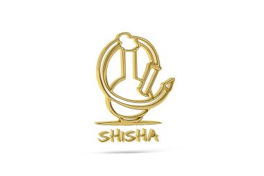 Beyaz arkaplanda izole edilmiş Altın 3d nargile simgesi - 3d oluşturma