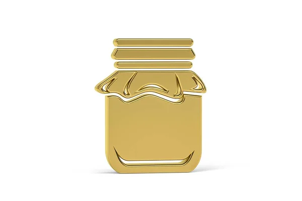 Golden Burk Ikon Isolerad Vit Bakgrund Render — Stockfoto