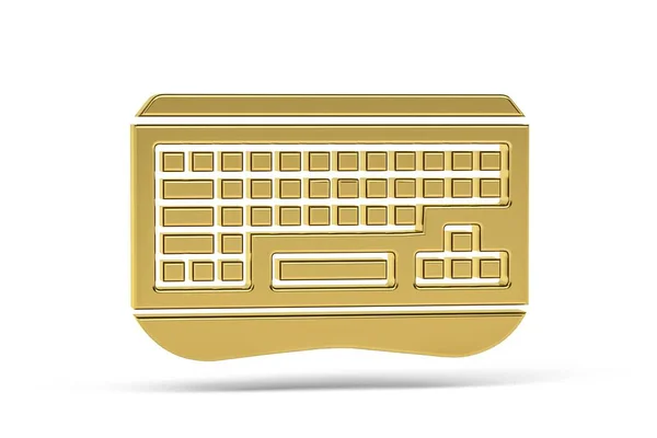 Ícone Dourado Teclado Computador Isolado Fundo Branco Renderização — Fotografia de Stock