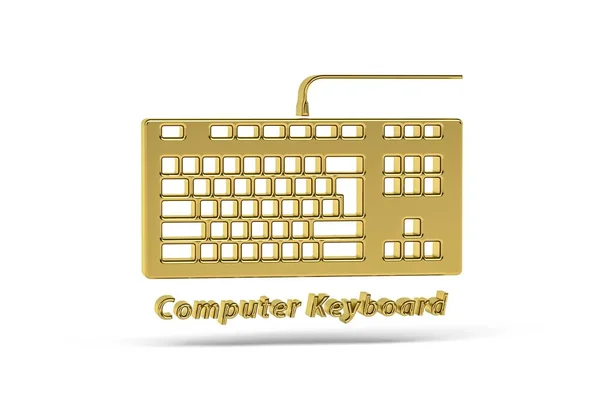 Ícone Dourado Teclado Computador Isolado Fundo Branco Renderização — Fotografia de Stock