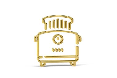 Beyaz arkaplanda izole edilmiş 3D tost makinesi simgesi - 3d oluşturma