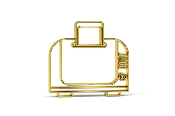 白色背景上孤立的金色3D烤面包机图标 3D渲染 — 图库照片