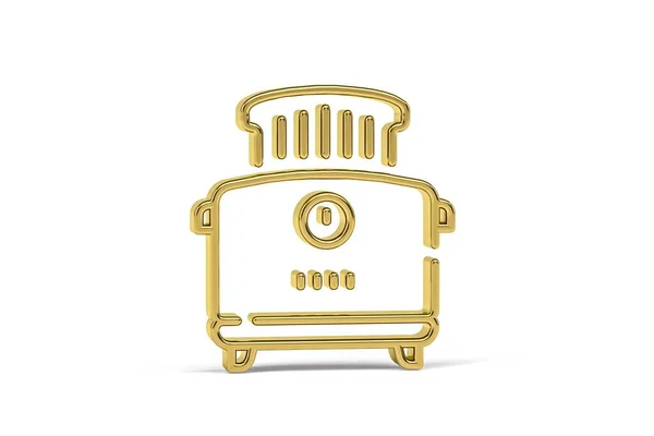 Golden Toaster Icon Isolated White Background Render — Stockfoto