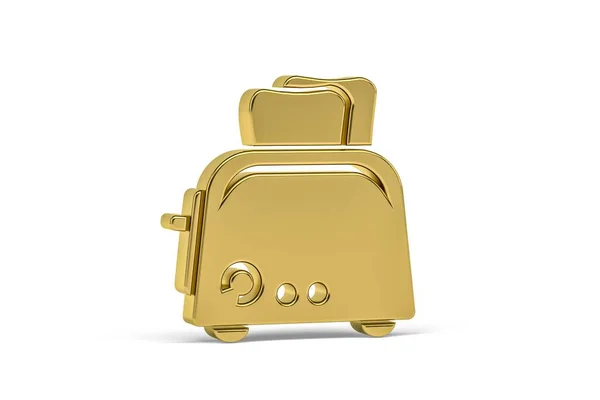 Goldenes Toaster Symbol Isoliert Auf Weißem Hintergrund Renderer — Stockfoto