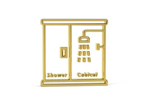 Złota Ikona Kabiny Prysznicowej Izolowana Białym Tle Renderowanie — Zdjęcie stockowe