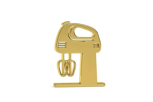 Golden Stand Mixer Icon Isolated White Background Render — Stock Photo, Image