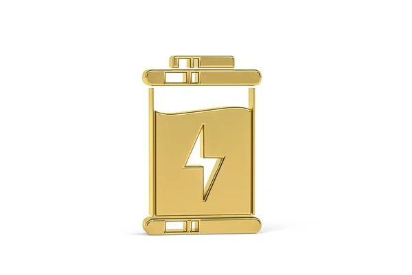 Ícone Bateria Dourado Isolado Fundo Branco Renderização — Fotografia de Stock