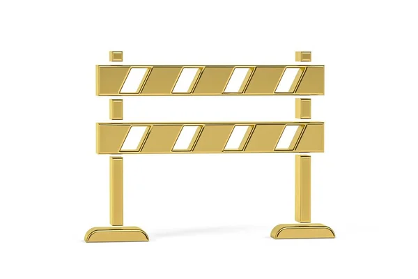 Goldenes Barrikaden Symbol Isoliert Auf Weißem Hintergrund Renderer — Stockfoto