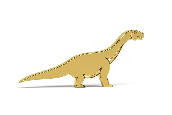 白い背景に孤立した黄金の3D恐竜のアイコン 3Dレンダリング — ストック写真