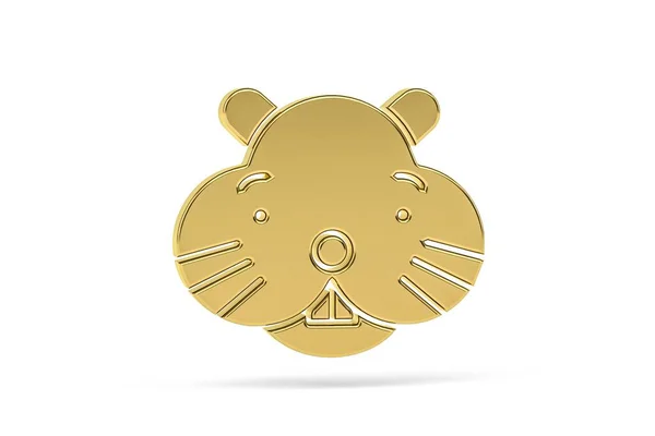 Ícone Hamster Dourado Isolado Fundo Branco Renderização — Fotografia de Stock