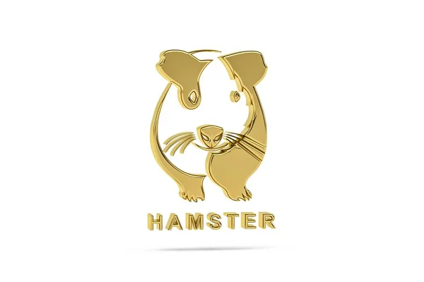 Golden Hamster Icon Isolated White Background Render — 图库照片
