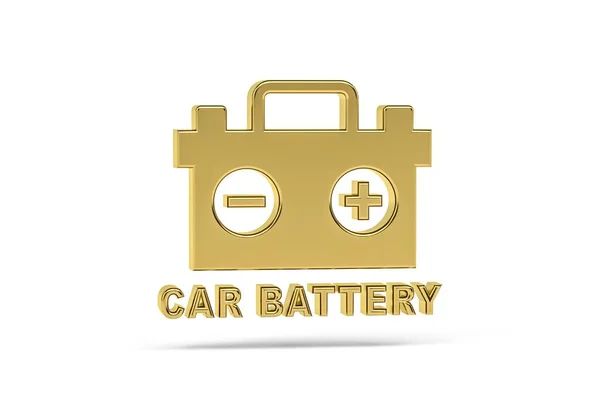 Ícone Dourado Bateria Carro Isolado Fundo Branco Renderização — Fotografia de Stock