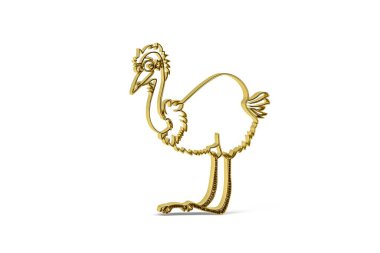 Beyaz arkaplanda izole edilmiş 3d devekuşu simgesi - 3d oluşturma