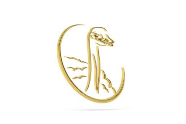 Beyaz arkaplanda izole edilmiş 3d devekuşu simgesi - 3d oluşturma