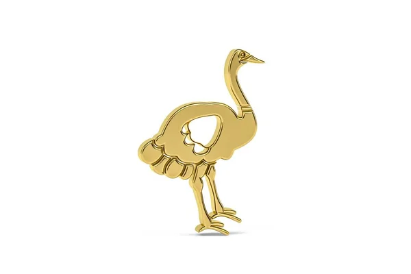 Golden Ostrich Icon Isolated White Background Render — Foto Stock