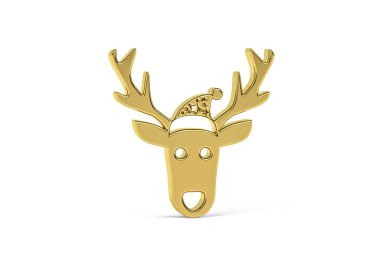 Beyaz arkaplanda izole edilmiş 3D Noel geyiği simgesi - 3D rengarenk